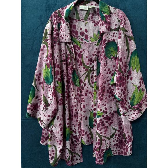 White Stag Tops - White Stag Two Piece Tank Top Blouse Set Floral Purple Lighweight Mature 30W 32W